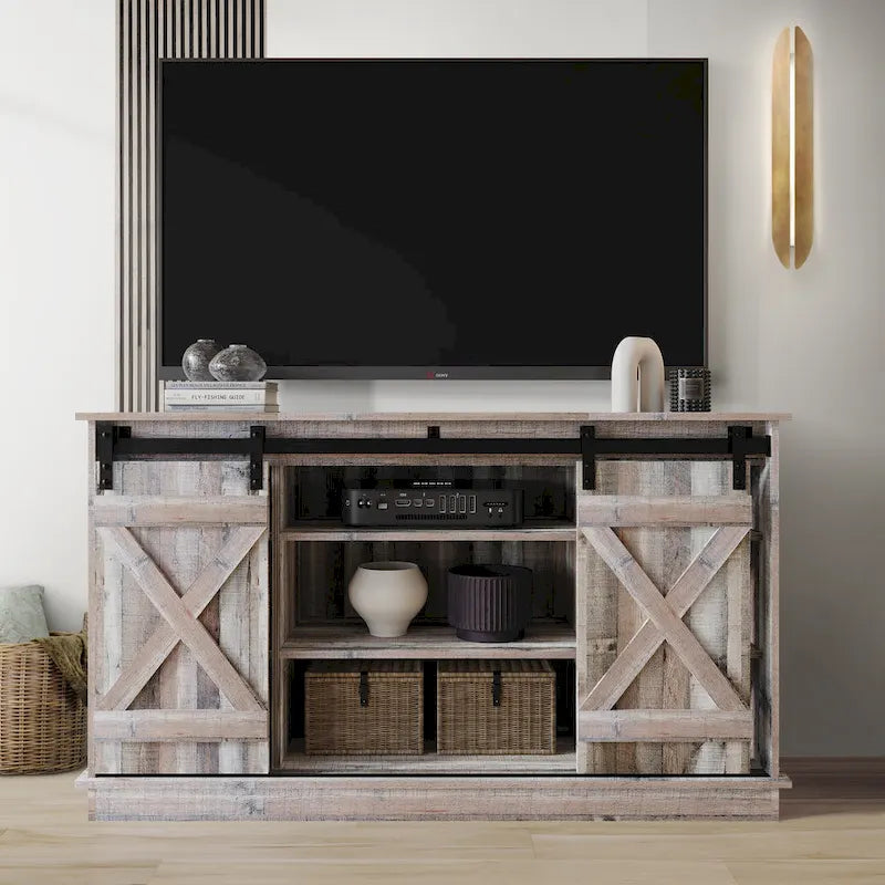 Console TV CraftPorch style vintage avec motif en X