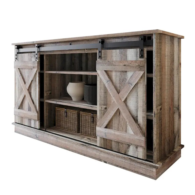 Console TV CraftPorch style vintage avec motif en X