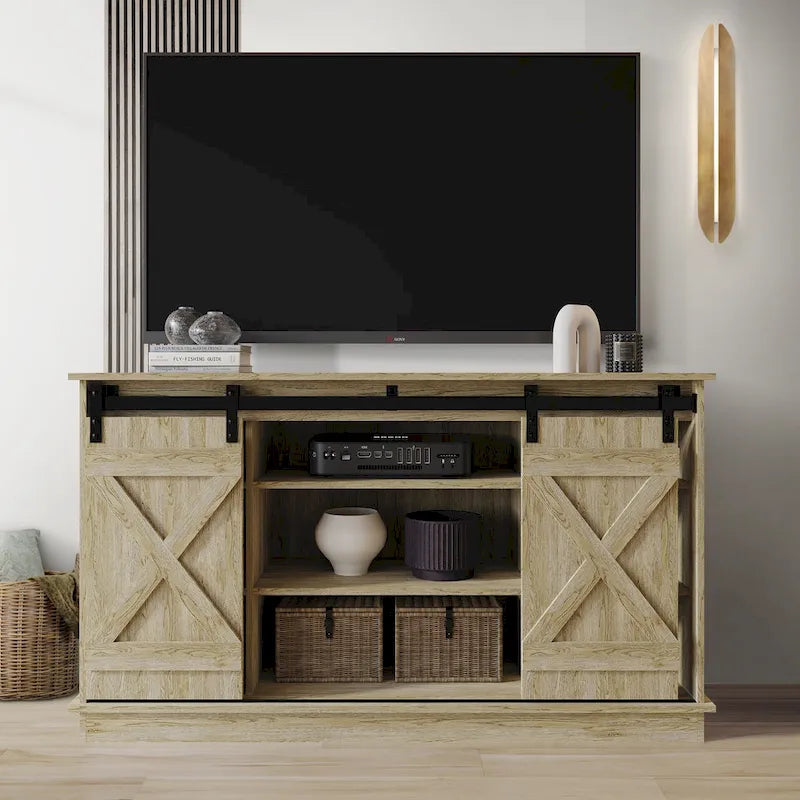 Console TV CraftPorch style vintage avec motif en X