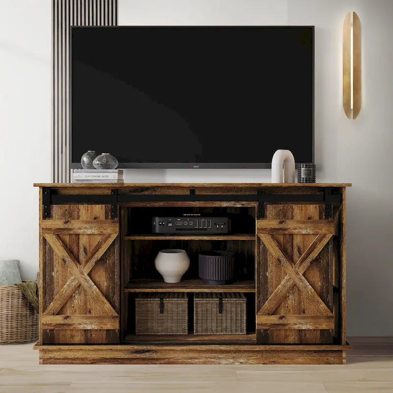Console TV CraftPorch style vintage avec motif en X