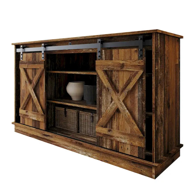 Console TV CraftPorch style vintage avec motif en X