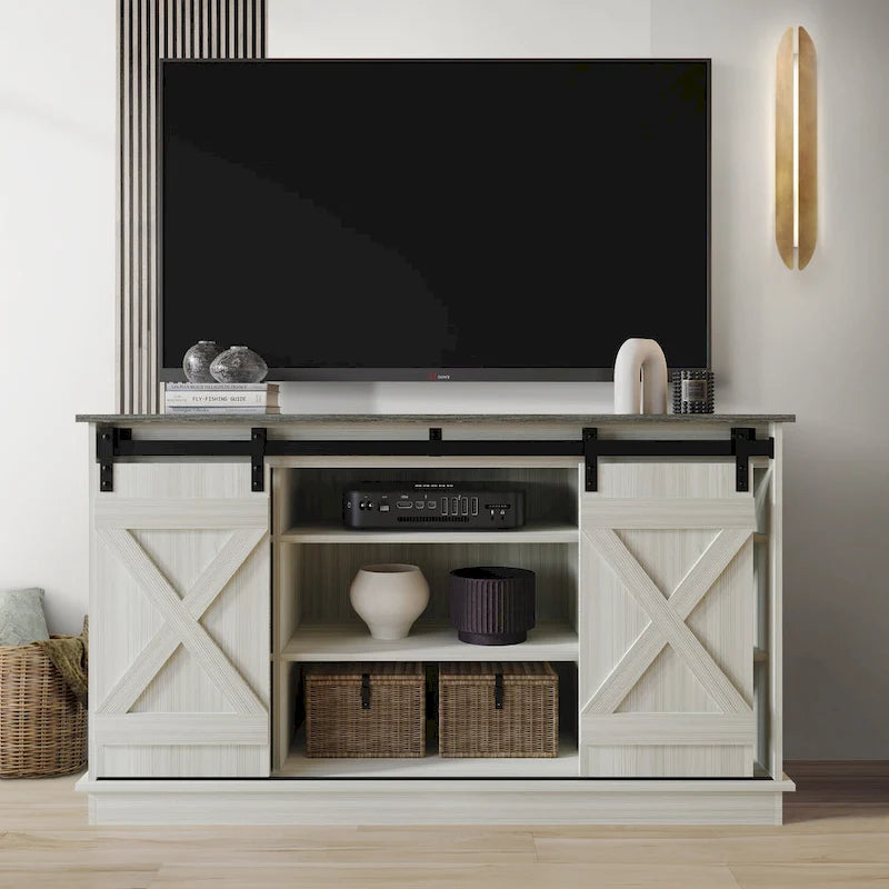 Console TV CraftPorch style vintage avec motif en X