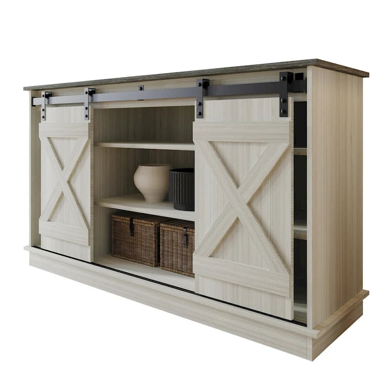 Console TV CraftPorch style vintage avec motif en X