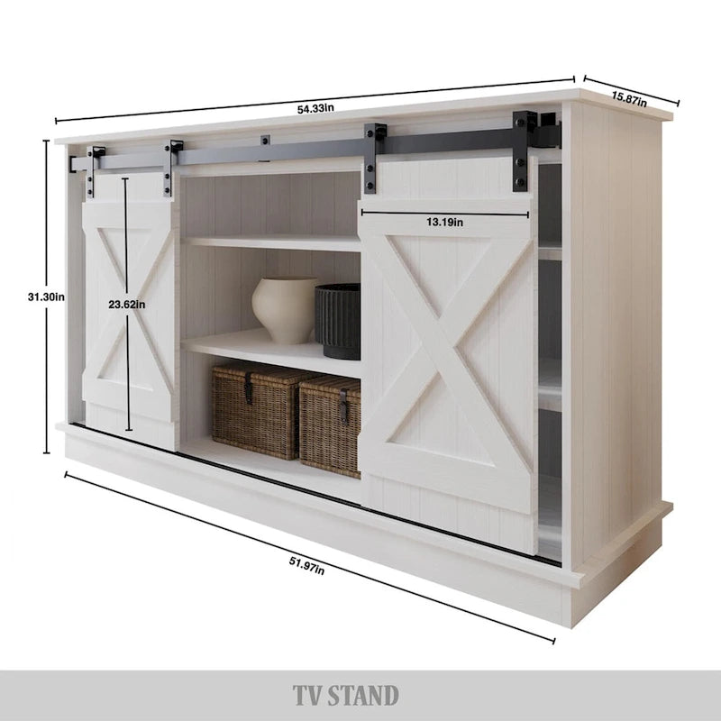 Console TV CraftPorch style vintage avec motif en X