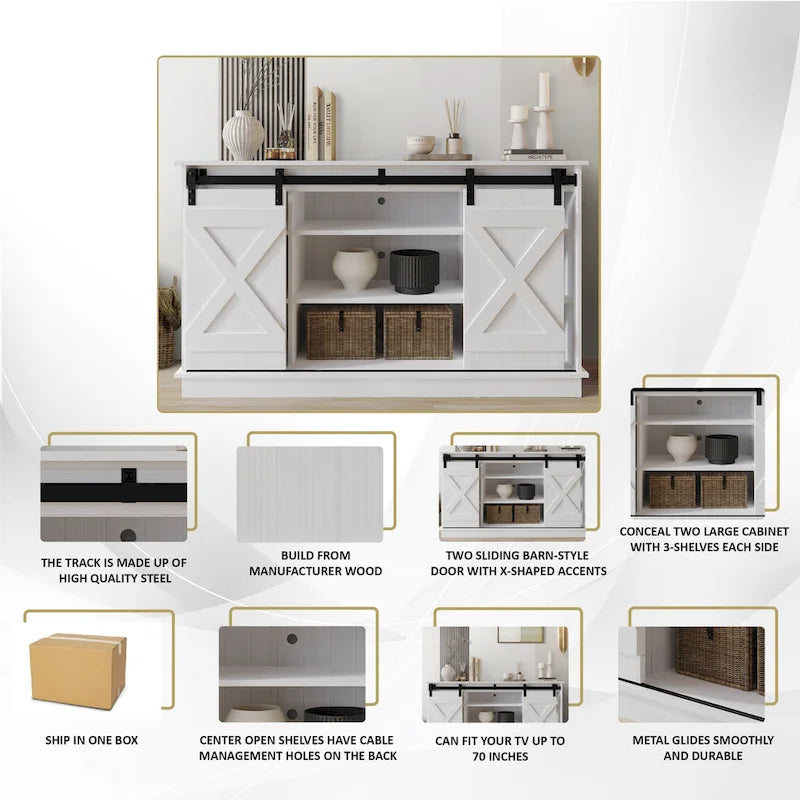 Console TV CraftPorch style vintage avec motif en X