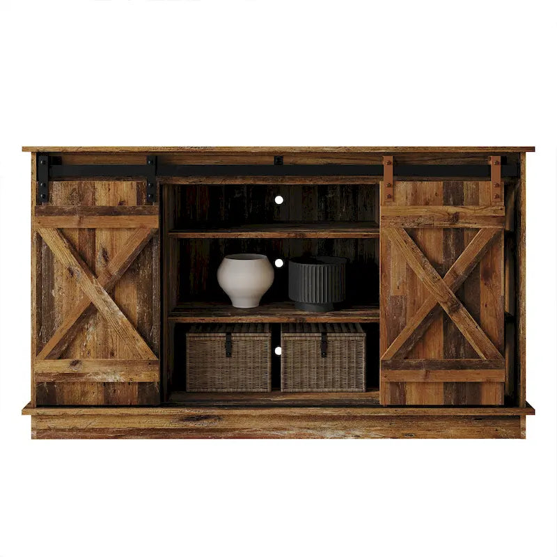 Console TV CraftPorch style vintage avec motif en X
