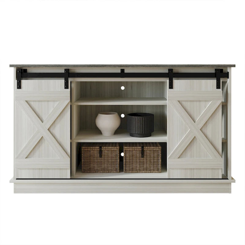 Console TV CraftPorch style vintage avec motif en X