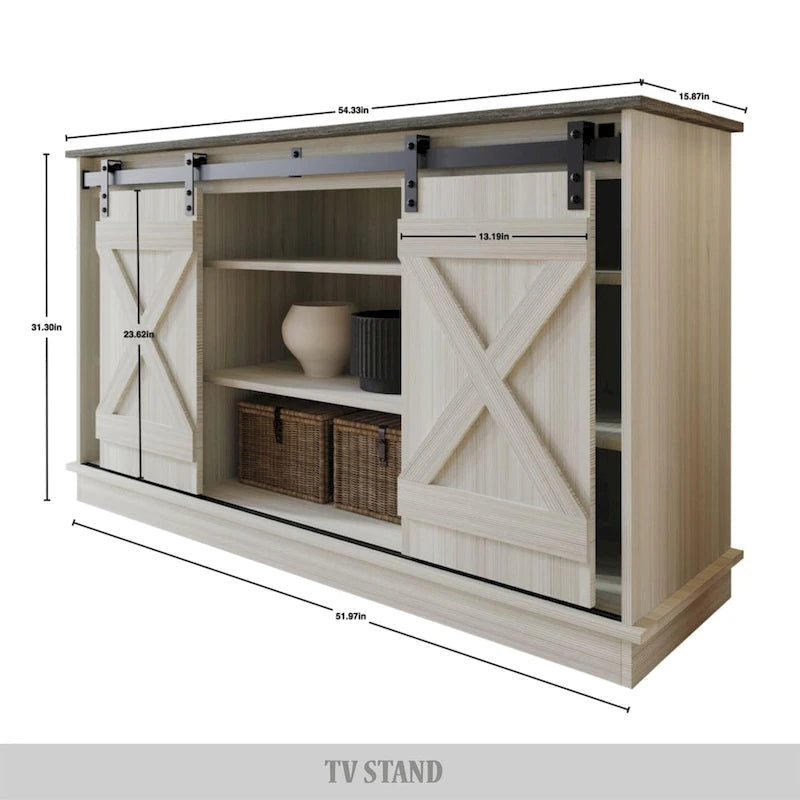 Console TV CraftPorch style vintage avec motif en X