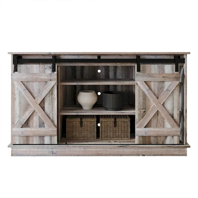Console TV CraftPorch style vintage avec motif en X
