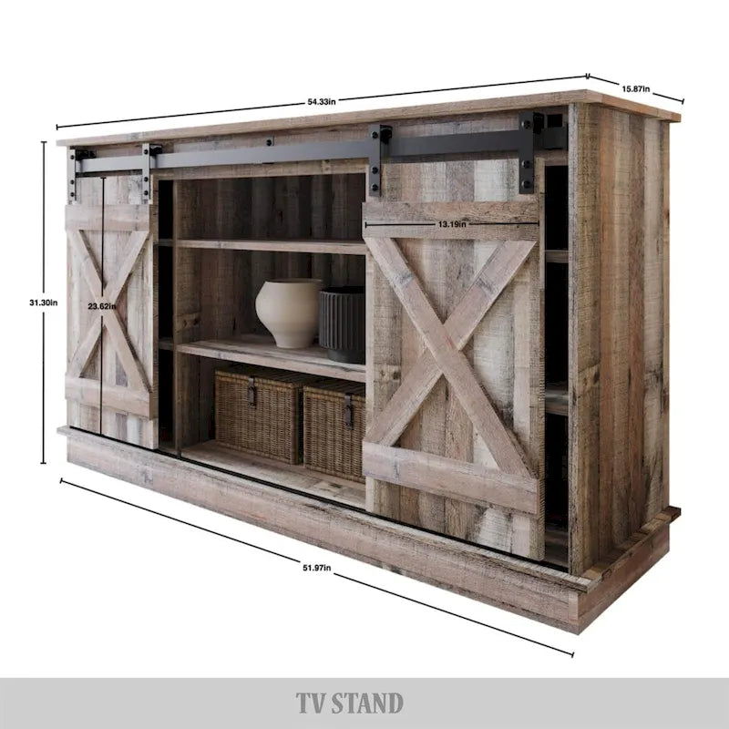 Console TV CraftPorch style vintage avec motif en X