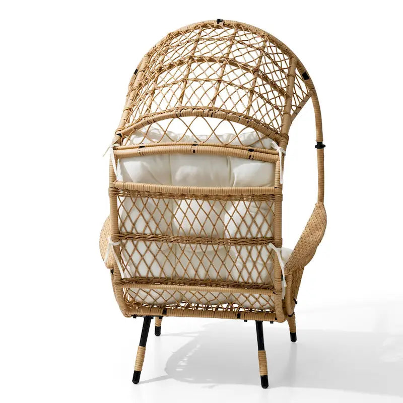 Fauteuil œuf en osier rembourré d'extérieur Pellebant - 58,9 cm P x 69,8 cm L x 144 cm H