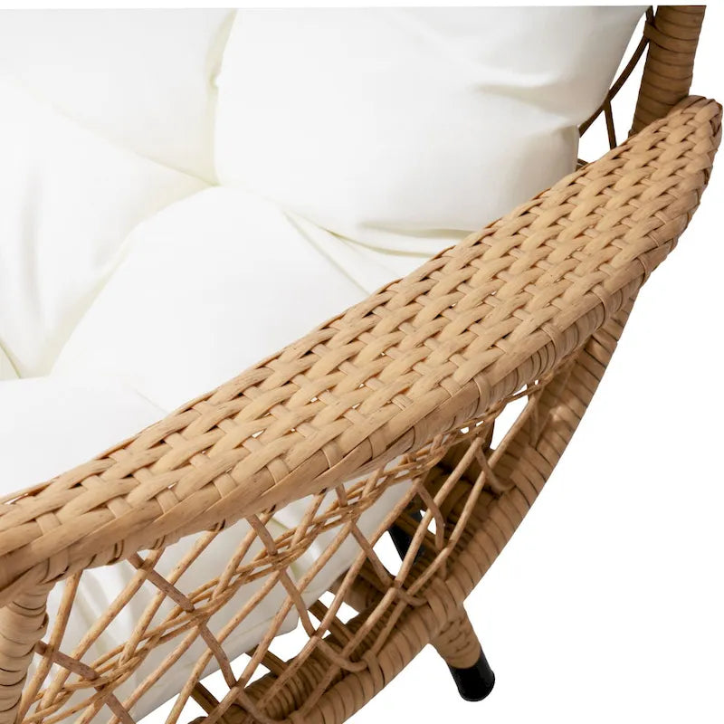 Fauteuil œuf en osier rembourré d'extérieur Pellebant - 58,9 cm P x 69,8 cm L x 144 cm H