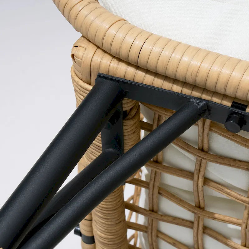 Fauteuil œuf en osier rembourré d'extérieur Pellebant - 58,9 cm P x 69,8 cm L x 144 cm H