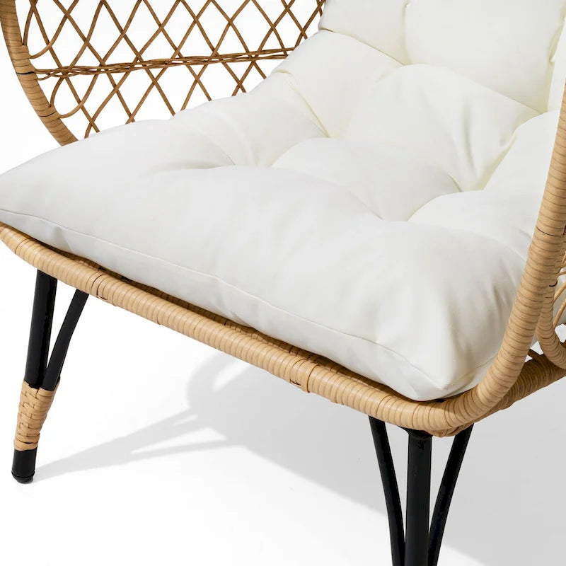 Fauteuil œuf en osier rembourré d'extérieur Pellebant - 58,9 cm P x 69,8 cm L x 144 cm H