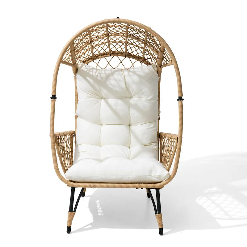 Fauteuil œuf en osier rembourré d'extérieur Pellebant - 58,9 cm P x 69,8 cm L x 144 cm H