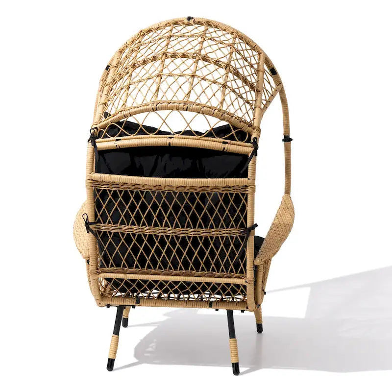 Fauteuil œuf en osier rembourré d'extérieur Pellebant - 58,9 cm P x 69,8 cm L x 144 cm H
