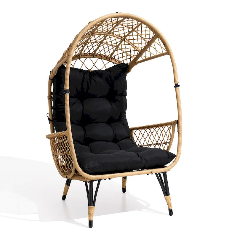 Fauteuil œuf en osier rembourré d'extérieur Pellebant - 58,9 cm P x 69,8 cm L x 144 cm H