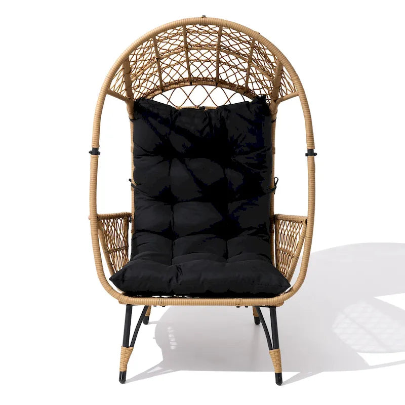 Fauteuil œuf en osier rembourré d'extérieur Pellebant - 58,9 cm P x 69,8 cm L x 144 cm H