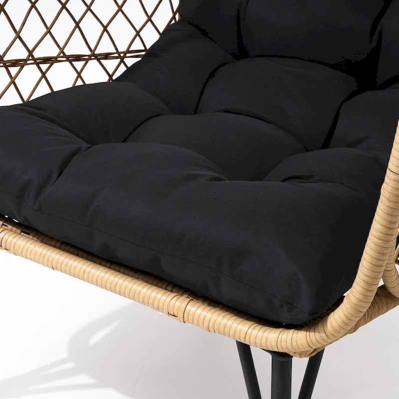Fauteuil œuf en osier rembourré d'extérieur Pellebant - 58,9 cm P x 69,8 cm L x 144 cm H