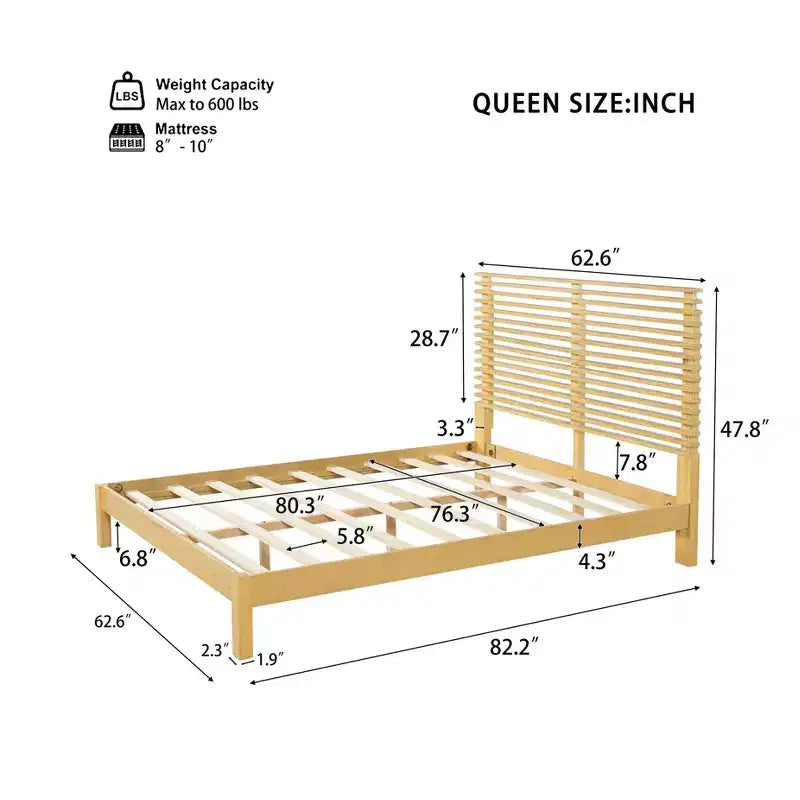 Christopher Knight Home Eunji Modern Pine Wood Bed Frame with Horizontal Slatted Headboard