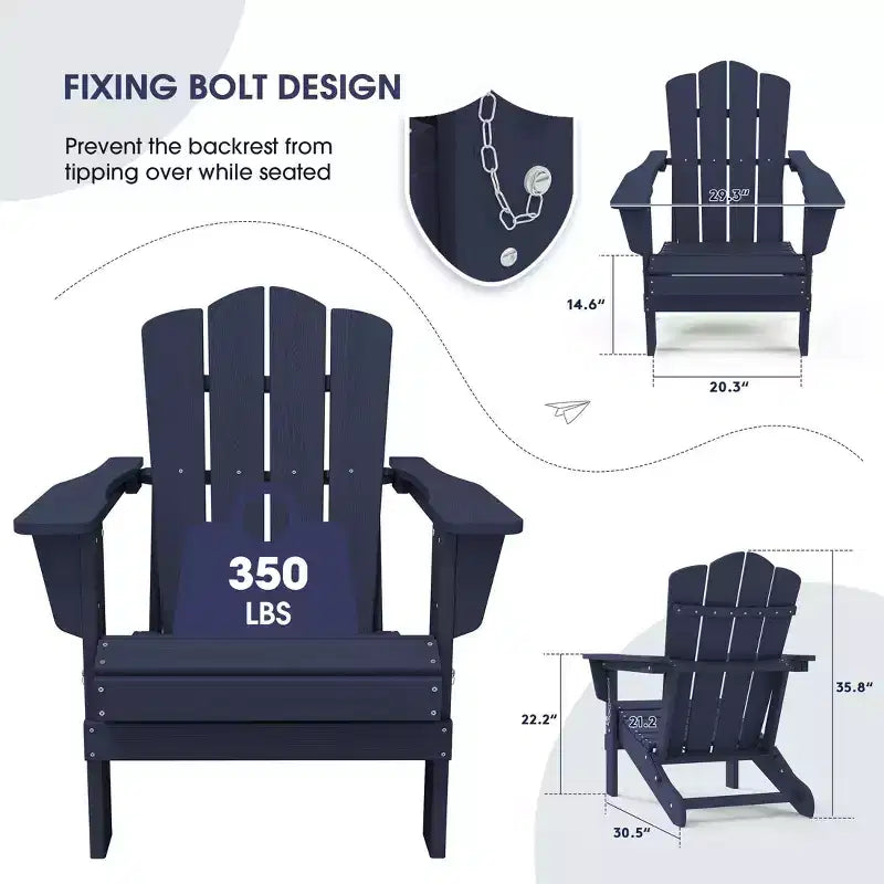Hyleory Folding Adirondack Chair Outdoor, HDPE Patio Accent Chair