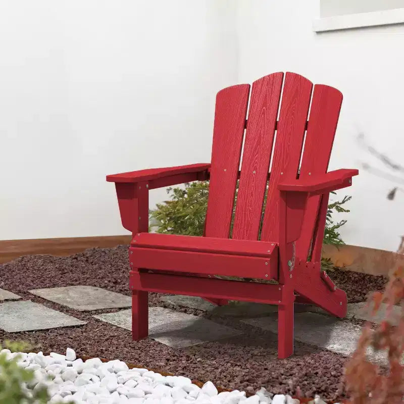Hyleory Folding Adirondack Chair Outdoor, HDPE Patio Accent Chair