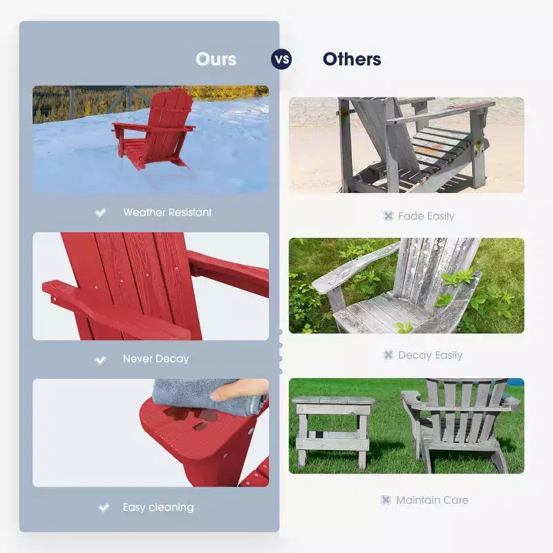 Hyleory Folding Adirondack Chair Outdoor, HDPE Patio Accent Chair