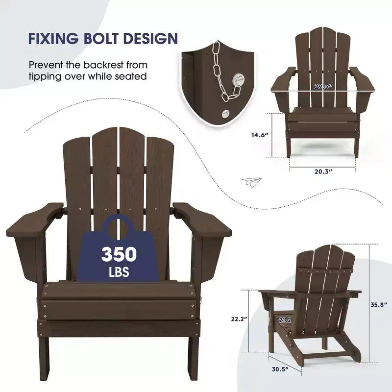 Hyleory Folding Adirondack Chair Outdoor, HDPE Patio Accent Chair