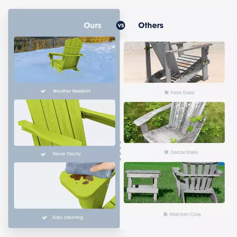 Hyleory Folding Adirondack Chair Outdoor, HDPE Patio Accent Chair