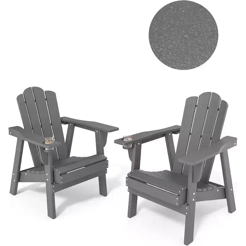 EROMMY Adirondack Chair - Durable HDPE Poly Lumber, Oversized Balcony Porch Patio Outdoor Chair,Gray