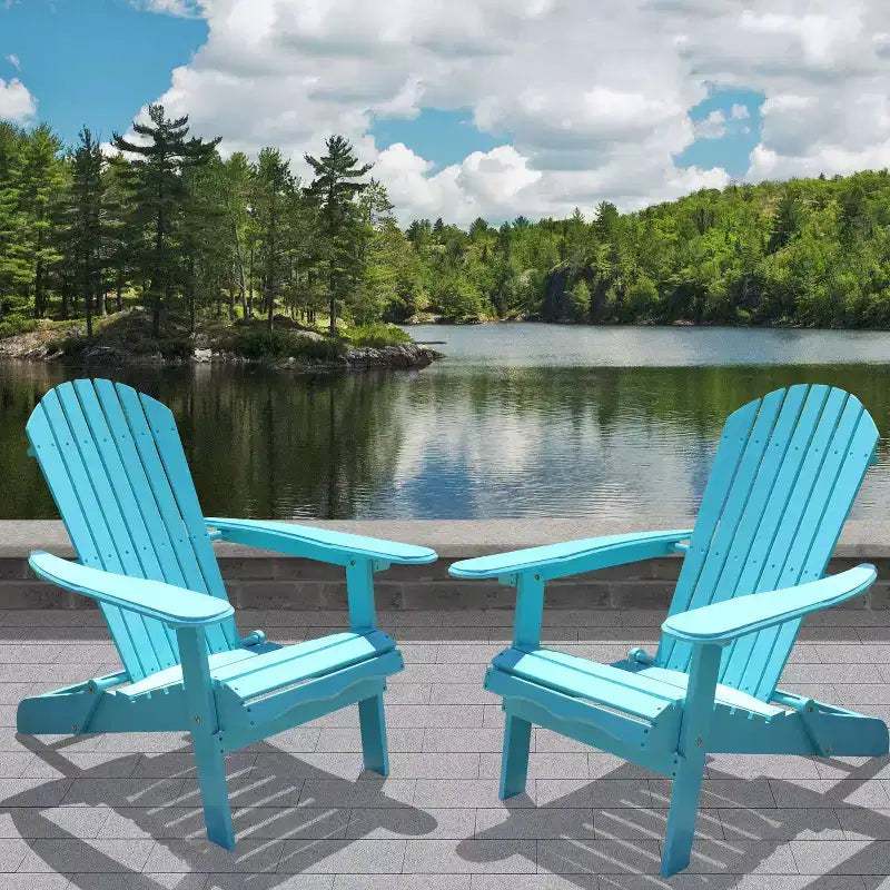 Northbeam Outdoor Portable Foldable Wooden Adirondack Deck Lounge Chair
