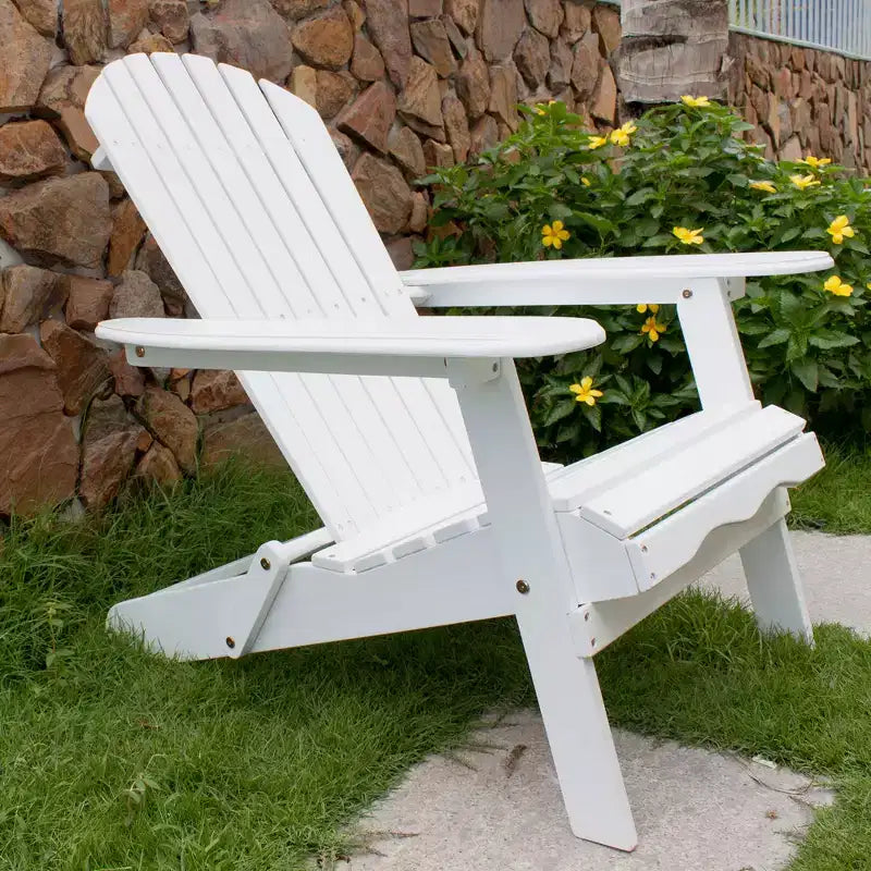 Northbeam Outdoor Portable Foldable Wooden Adirondack Deck Lounge Chair