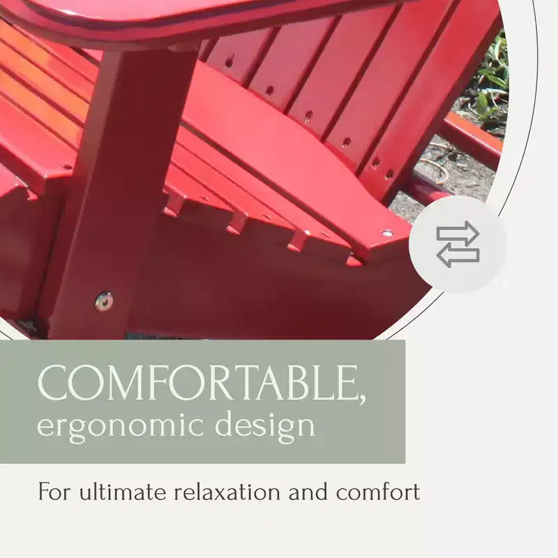 Northbeam Outdoor Portable Foldable Wooden Adirondack Deck Lounge Chair