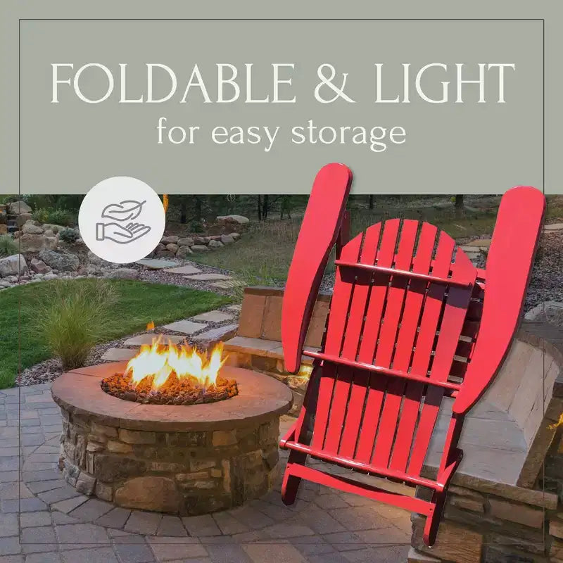 Northbeam Outdoor Portable Foldable Wooden Adirondack Deck Lounge Chair