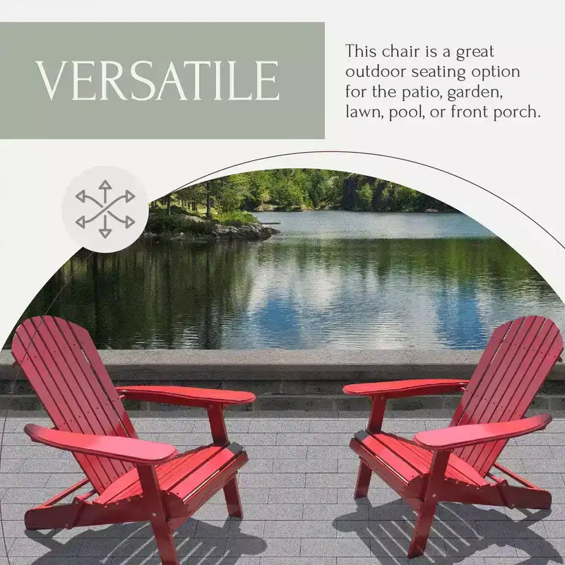 Northbeam Outdoor Portable Foldable Wooden Adirondack Deck Lounge Chair