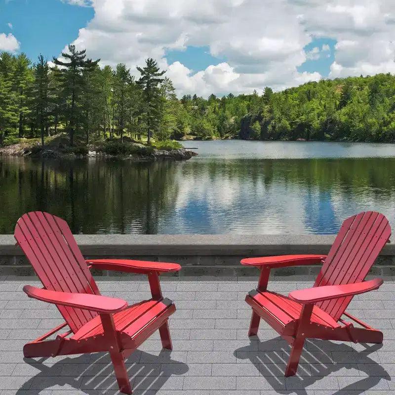 Northbeam Outdoor Portable Foldable Wooden Adirondack Deck Lounge Chair