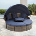 KD Rattan Round Lounge With Canopy Bali Canopy Bed Outdoor