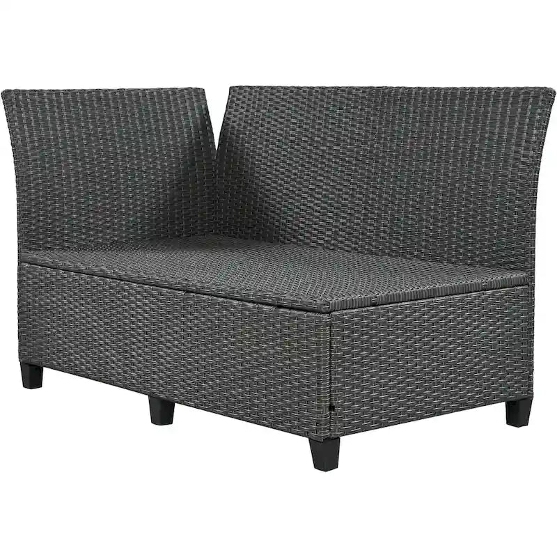 TOMAX Canapé en rotin tressé 5 pièces en forme de L avec 2 tables d'appoint extensibles
