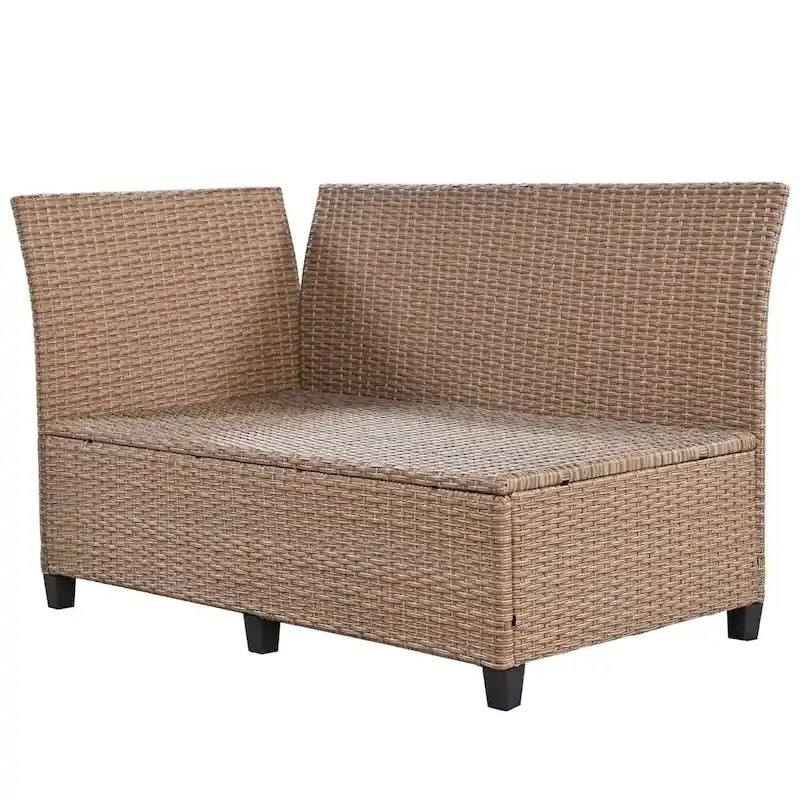TOMAX Canapé en rotin tressé 5 pièces en forme de L avec 2 tables d'appoint extensibles