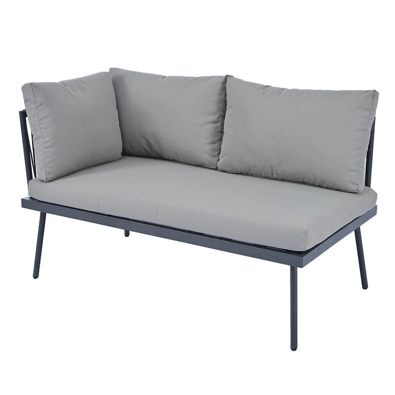 Modern Outdoor 3-Piece PE Rattan Sectional Sofa Set with Cushions and Glass Table