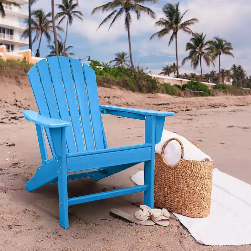 Chaise Adirondack en résine PEHD, chaises de patio, chaise de jardin, résistante aux intempéries pour le jardin, la cour, la plage, la piscine et les meubles de pelouse