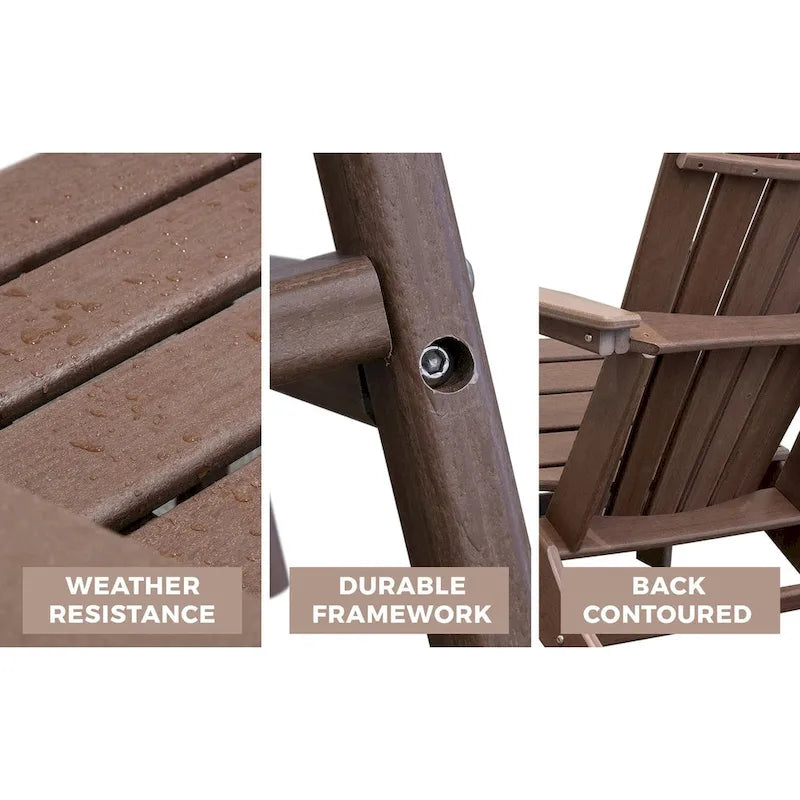 Chaise Adirondack en résine PEHD, chaises de patio, chaise de jardin, résistante aux intempéries pour le jardin, la cour, la plage, la piscine et les meubles de pelouse