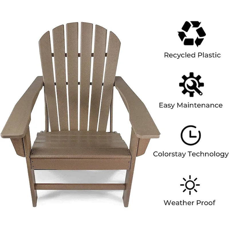 Chaise Adirondack en résine PEHD, chaises de patio, chaise de jardin, résistante aux intempéries pour le jardin, la cour, la plage, la piscine et les meubles de pelouse