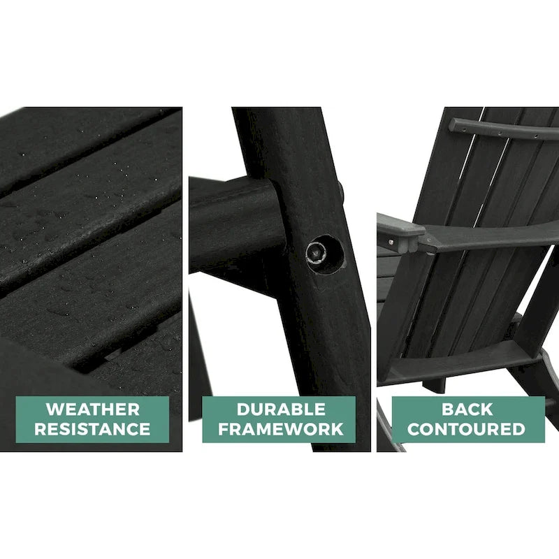 Chaise Adirondack en résine PEHD, chaises de patio, chaise de jardin, résistante aux intempéries pour le jardin, la cour, la plage, la piscine et les meubles de pelouse