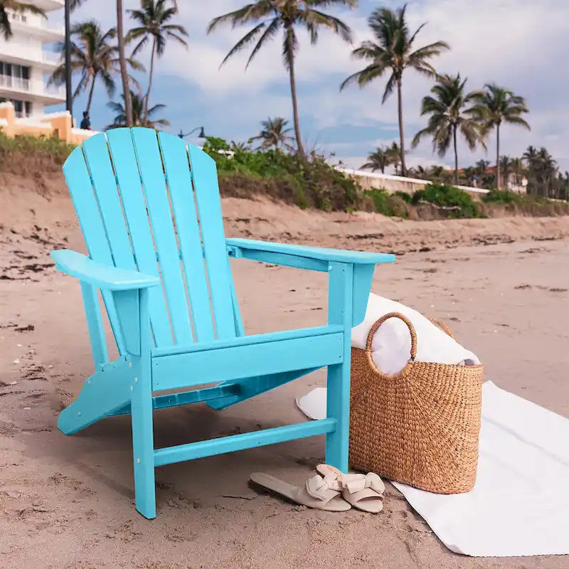 Chaise Adirondack en résine PEHD, chaises de patio, chaise de jardin, résistante aux intempéries pour le jardin, la cour, la plage, la piscine et les meubles de pelouse