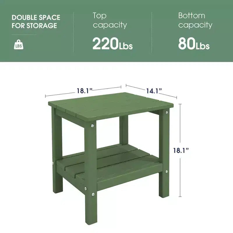 Hyleory Double-Tier Patio Adirondack Side Table, Outdoor HDPE Square End Table