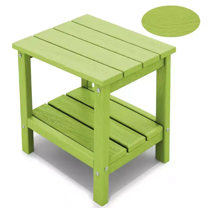 Hyleory Double-Tier Patio Adirondack Side Table, Outdoor HDPE Square End Table