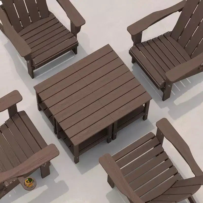 Hyleory Double-Tier Patio Adirondack Side Table, Outdoor HDPE Square End Table