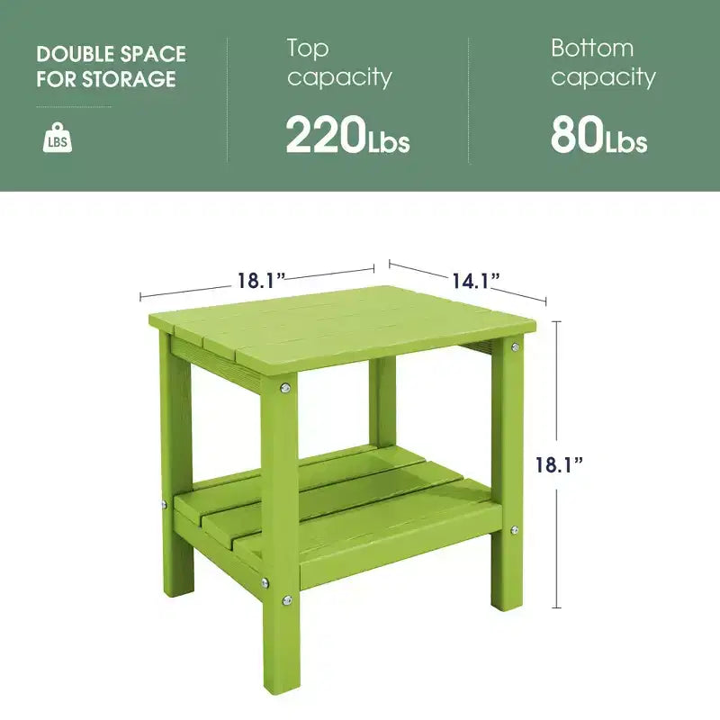 Hyleory Double-Tier Patio Adirondack Side Table, Outdoor HDPE Square End Table