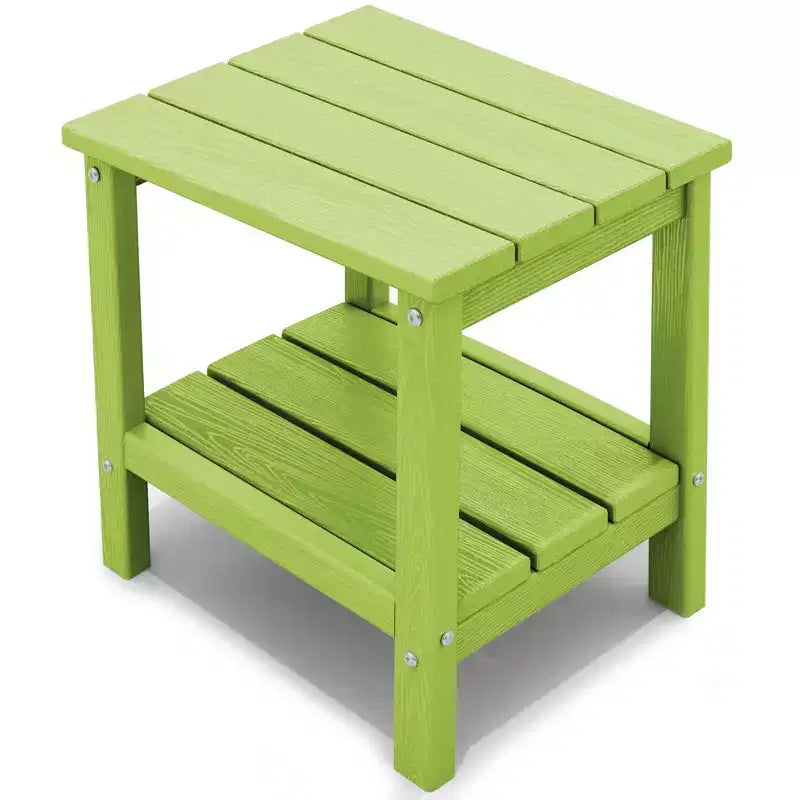 Hyleory Double-Tier Patio Adirondack Side Table, Outdoor HDPE Square End Table